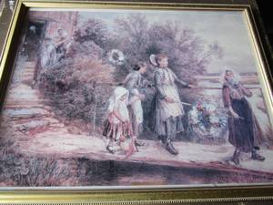 lot 122 image: 20x26 gold framed lady art unknown artist