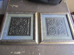 lot 21 image: framed metal art qty 2 14 x 14