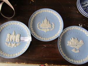 lot 135 image: Wedgwood made in england baby blue and white ceramic Christmas plates years 1972, 1973, and 1978 qty 3