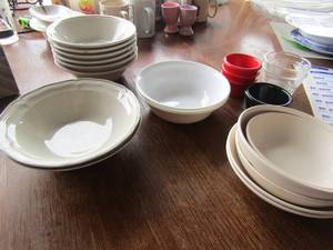 lot 151 image: lot of various bowls such as dip bowls, camelot, corelle bowls and much more