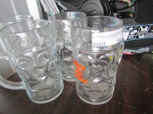 lot 158 image: 3 movie tavern beer mugs and 1 clear glass beer mug