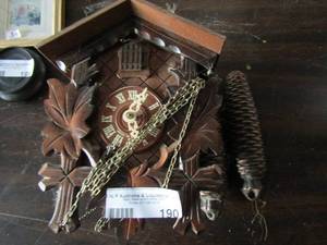 lot 190 image: Wooden COOCOO Clock made in Germany comes with 2 weights