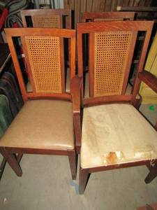 lot 195 image: 4 high back wicker Dining Chairs