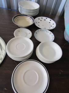 lot 198 image: large lot of various cup plates, bowls, saucers some names are town and country, krauthein, brickoven and much more