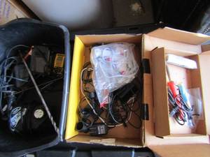 lot 205 image: hot glue gun, multiple drill chargers, wood burning tool, li-ion 3.6v battery charger and more