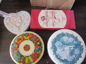 lot 212 image: pure butter tin can, various other tin cans qty 4
