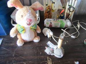 lot 245 image: easter lot includes, easter dye eggs, wicker baskets, easter singing bunny and much more