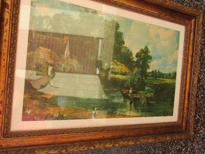 lot 313 image: 27x36 framed farm art