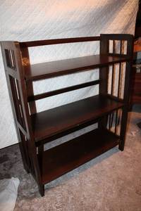 lot 92 image: Wooden Folding Shelf Unit - 28W x 11D x 34H