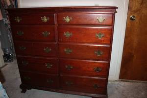lot 53 image: Mahogany Tall Dresser - 43.5W x 19.25D x 43H, see pictures