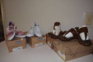 lot 88 image: Womens Sandals and Keds size 7 M. Born Leather sandals as shown. Shoes look new.