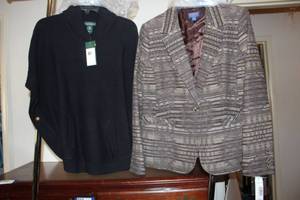 lot 113 image: Womens clothes Still with tags - Lauren black sweater size M, Pendleton  Wool jacket size 10