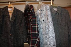 lot 116 image: Womens clothes Still with tags - Liz jacket, Pendleton jacket size 12, RK denim color paisley jacket size 12, Jones gray jacket with zipper front