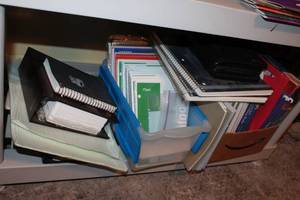 lot 155 image: Paper Lot notebook refills, spirals, writing pads, red copy paper, hanging file holders