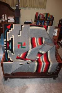 lot 184 image: Native America blanket - gray with stripes