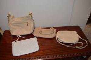 lot 205 image: Womens purses - white and light brown colors. See pictures