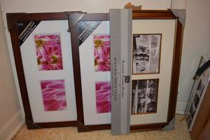lot 132 image: (3) Unopened Picture frames all 20x10. Matted for side by side 5x7 photos. See pictures