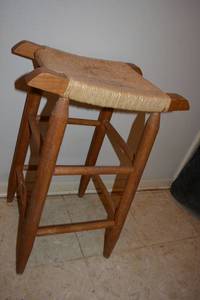 lot 228 image: Rush Weave Chair - wood looks like Oak.