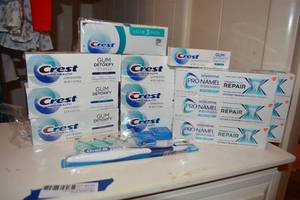 lot 235 image: Dental care lot - unopened toothpaste, toothbrush and floss
