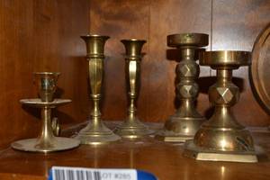 lot 285 image: Brass candle holders