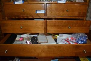 lot 287 image: cards, ornaments, Easter pins, spiral candles and more - Contents of 3 drawers