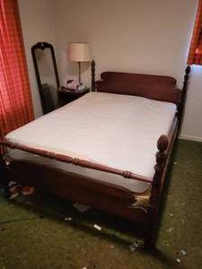 lot 141 image: Wood Bed Frame Queen or full size. Mattress not included. Already disassembled.