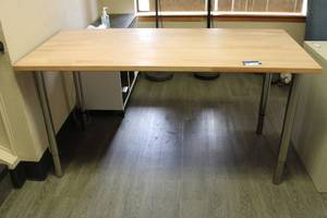lot 4 image: Gerton IKEA Solid wood countertop table with chrome adjustable legs (adjusts from 27.5 to 43H)