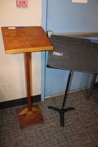 lot 32 image: Wood speaker standpulpit and music stand
