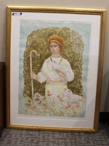 lot 84 image: LARGE King David framed painting signed by artist Hibel, 99150 limited edition , gold frame 42x54