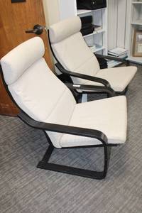 lot 101 image: Ikea POANG chair light beige with black frame model 20976