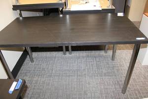 lot 75 image: Ikea Linnmon black table with adjustable legs - 29.5x59 top, legs adjust from 27.5 to 43H (SAME PICTURES USED FOR LIKE TABLES)