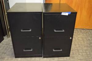 lot 137 image: (2) Black 2-drawer file cabinets