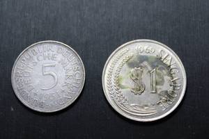 lot 107 image: Coins Foreign currency, Deutsche Mark and Singapore, see pictures
