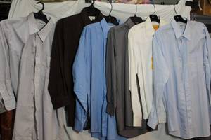 lot 55 image: Mens Clothes, see pictures  Dress shirts 1736-37, 1732-33, 17.536-37