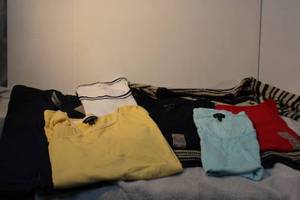 lot 152 image: Womens clothes size M, see pictures  White Stag tops and Bermuda pant, Ralph Lauren sweater