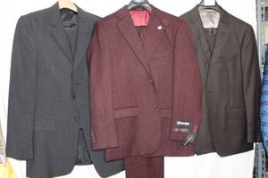 lot 184 image: Mens Clothes Stacy Adams Red Jacket and pant 40R, Steve Harvey Jacket 40R, Isaac Mizrahi Jacket