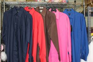 lot 35 image: Mens Clothes Dress shirts all 1532-33 - Navy blue, Red, Brown, Pink and Blue