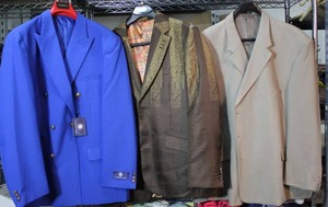 lot 39 image: Mens Suits size Blue Vittorio St. Angelo 48L, Brown R. Lewis 3X, and Tan Adolfo