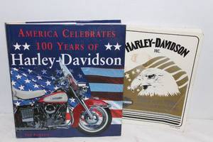 lot 14 image: Harley Davidson 93 and 94 Dyna Glide Service Manual and Harley Davidson 100 yr Anniversary Book