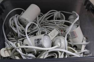 lot 30 image: Small Tote of Clip on Lights as shown in pictures