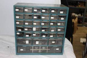 lot 82 image: Small Parts Organizer -- 34 Cubbies - Contents included