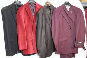 lot 232 image: Mens Clothes Stacy Adams 3-piece 38R, (2)Gulliano Couture 38R, SeanJohn Red 38R