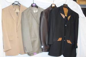 lot 236 image: Mens Clothes David Eden Western 3-piece, Imani burgundy 40R, Fabio Fabinni, Stacy Adams tan 3-piece