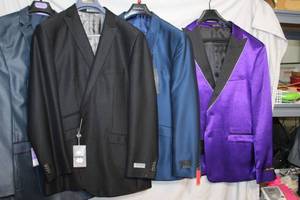 lot 292 image: Mens Clothes Tazio black jacket, Profile blue 3-piece, Fabio Fabrinni Purple 48R and more