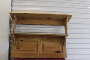 lot 377 image: (2) Wooden wall shelves 35 and 30 long