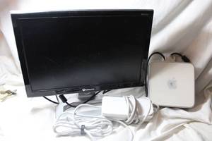 lot 227 image: Mac mini power adapter, Mac mini, and Gateway computer. working condition unknown.