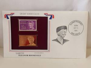 lot 22 image: Great Americans - Eleanor Roosevelt - Issued 1963 - 22Kt gold replica