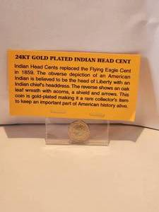 lot 34 image: 1887 24kt gold plated Indian head penny
