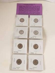 lot 70 image: 8 Brilliant uncirculated Roosevelt Dimes -