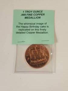 lot 73 image: Copper Medallion - .999 fine copper - 1 Troy ounce